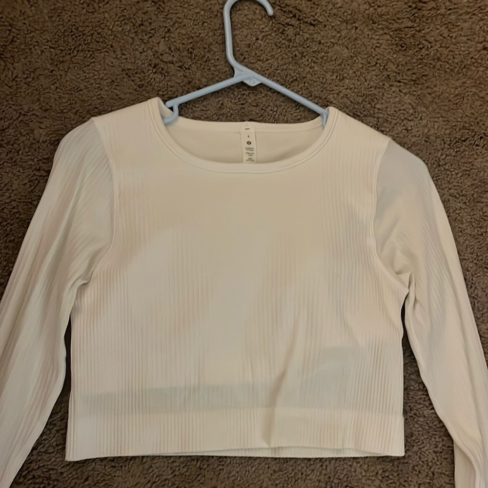 White Lululemon Cropped Long Sleeve